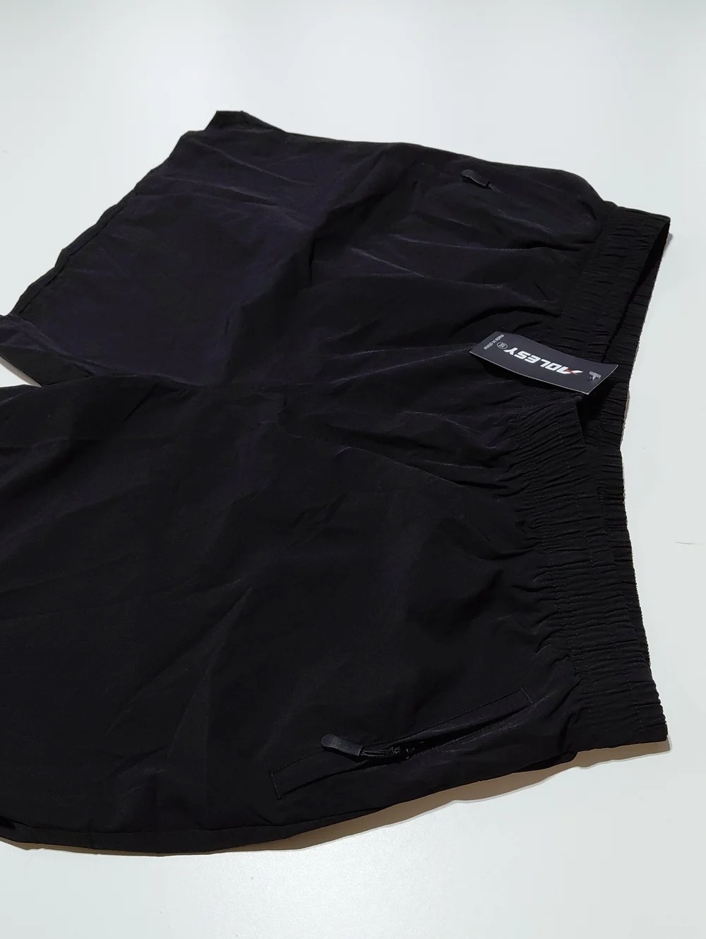AOLESY Men's Black Athletic Shorts with  Side Zipper Pocket Size XXL